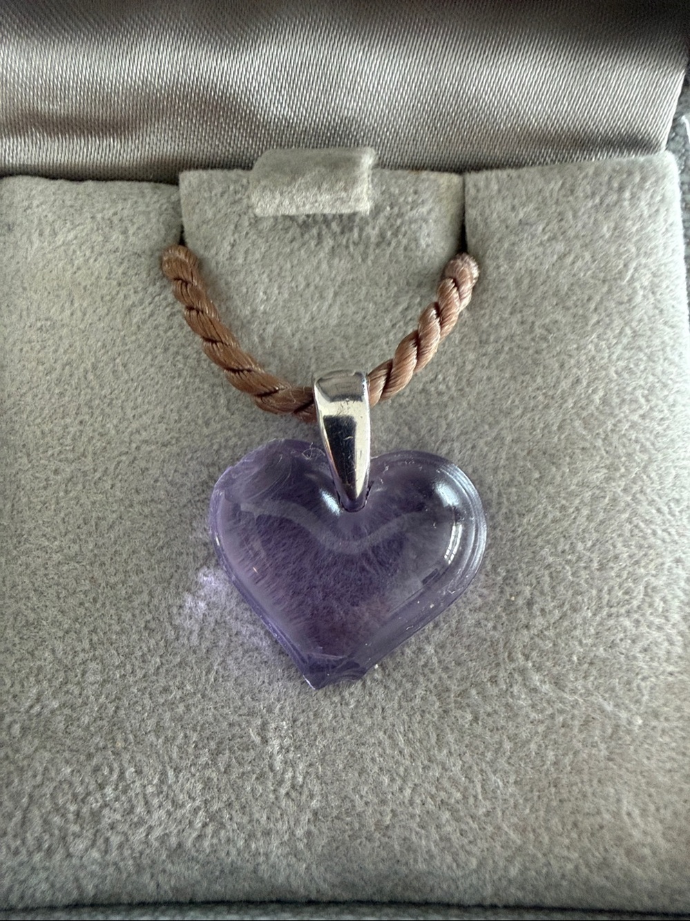 Lalique Lavender Heart Crystal Pendant Necklace - Picture 8 of 8